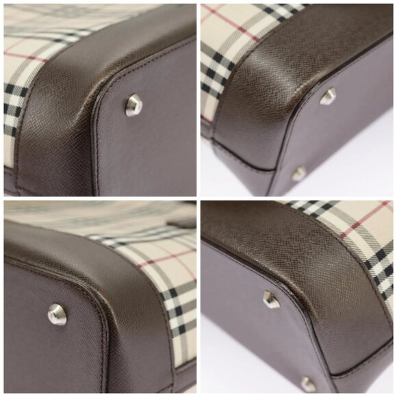 BURBERRY Nova Check Hand Bag Canvas Leather Beige Auth 101313 - Picture 16 of 16